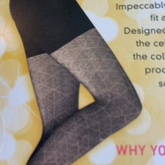 Spax Star Power By Spanx Center-Stage Sz C Patterned Shaping Tights Blk # SP11 - Picture 2 of 5